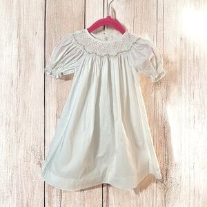 Love Me! White Smocked Rose Garland Embroidery Dress